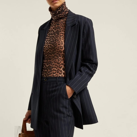 ISO Ganni Hewitt blazer in navy pinstripe - Picture 4 of 4